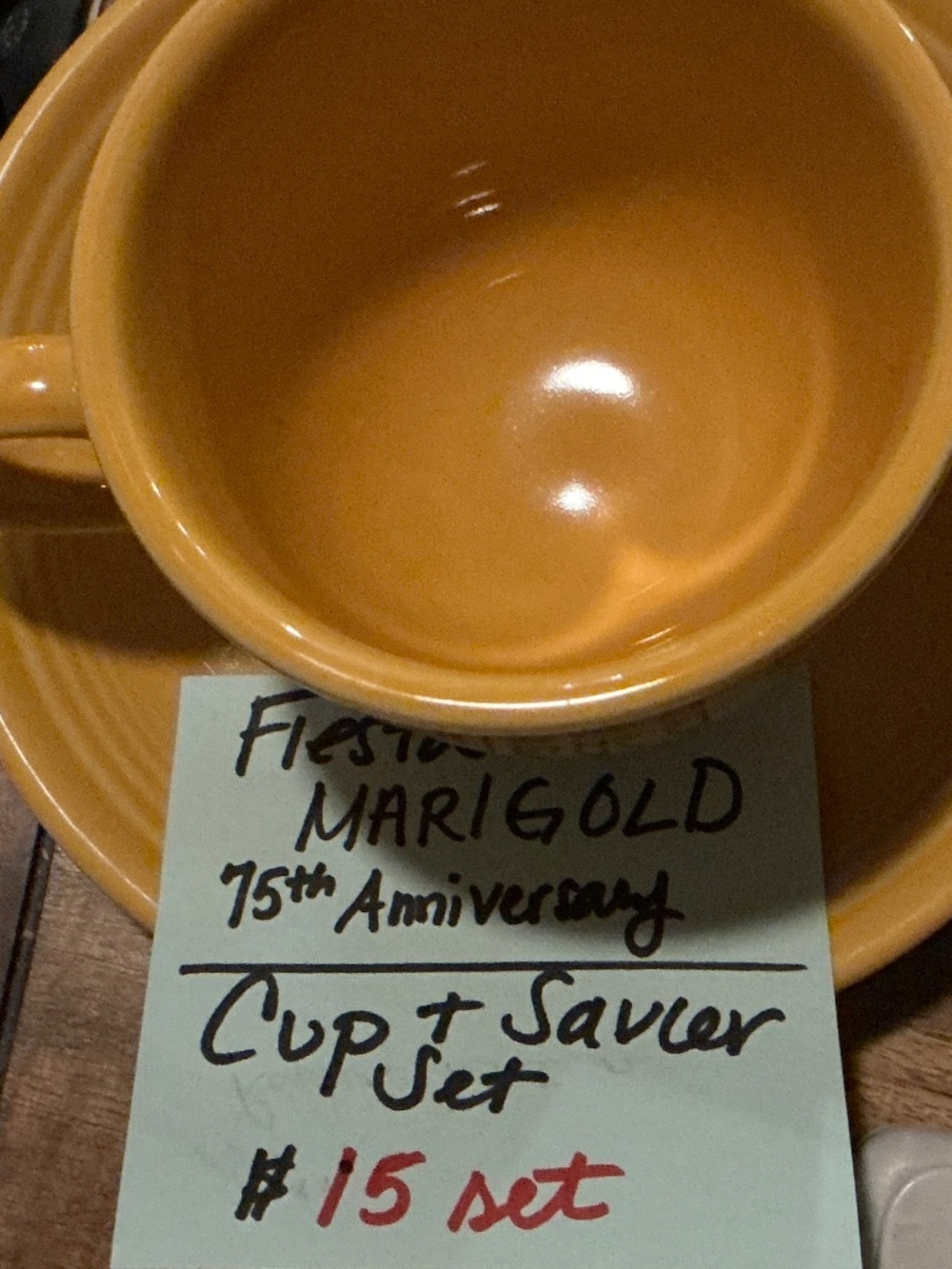 Fiesta Ware Tea Cup & Saucer - color: Marigold - 75th Anniversary Edition (2008)